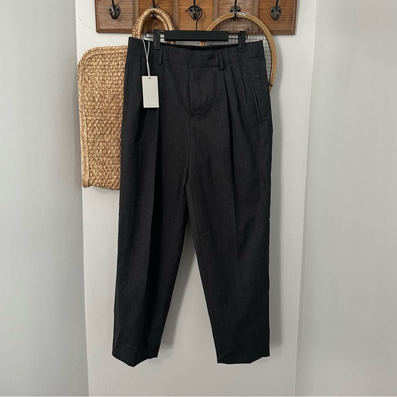 NWT COS 100% Wool Relaxed fit Straight leg Trousers/Pants dark gray/charcoal - Picture 1 of 9